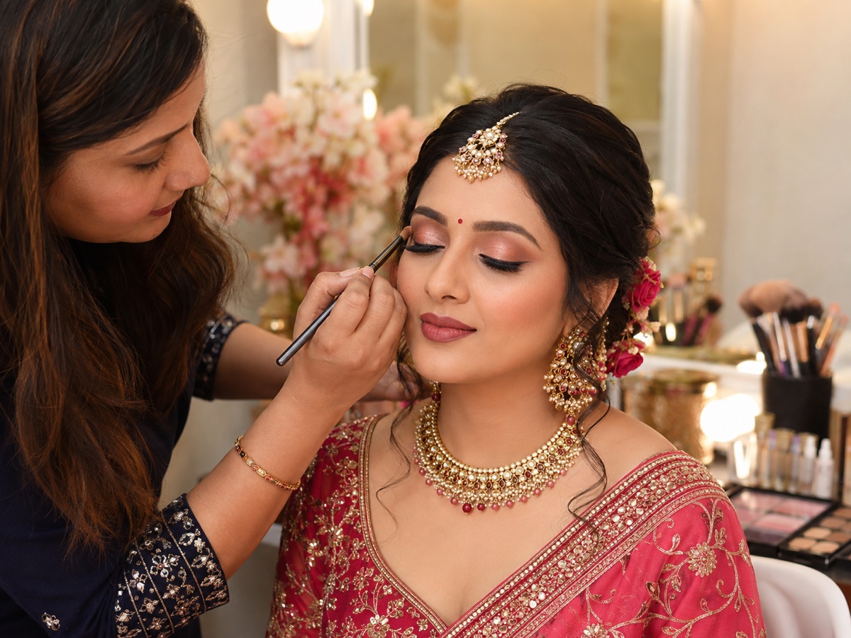 Bridal makeup service preparation